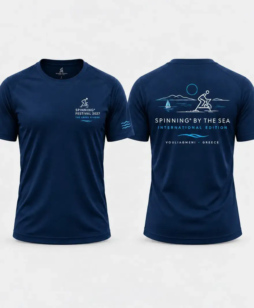 Navy Dry-Fit event T-shirt, front and back
